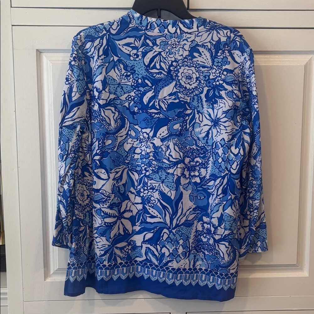 New Lilly Pulitzer Blue Floral Tunic Top - Picture 5 of 5